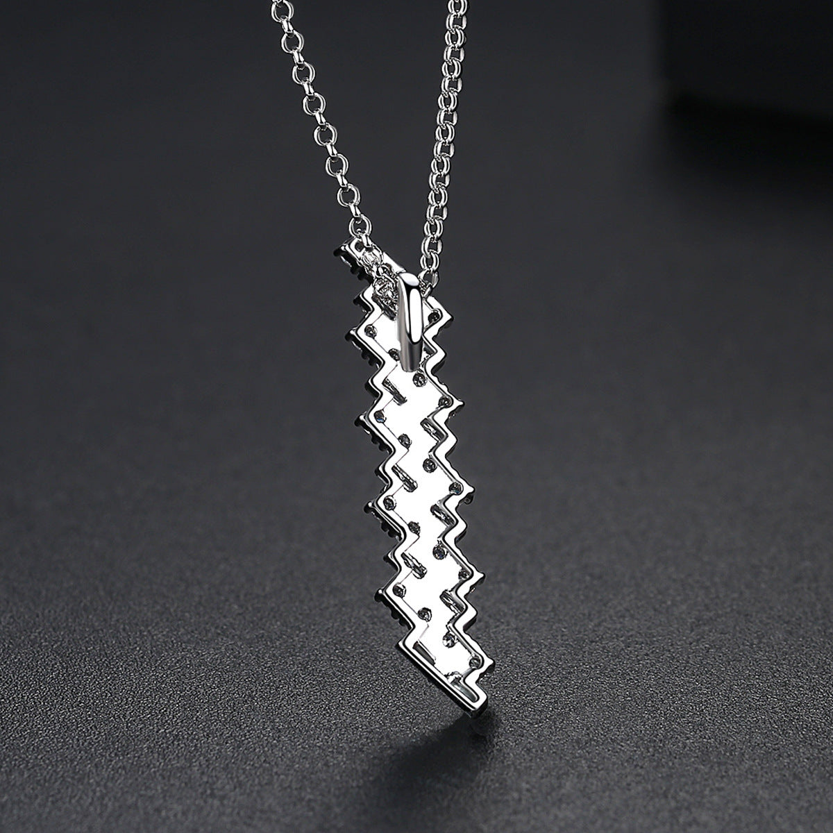 Long Pendant Copper Zircon-laid Necklace