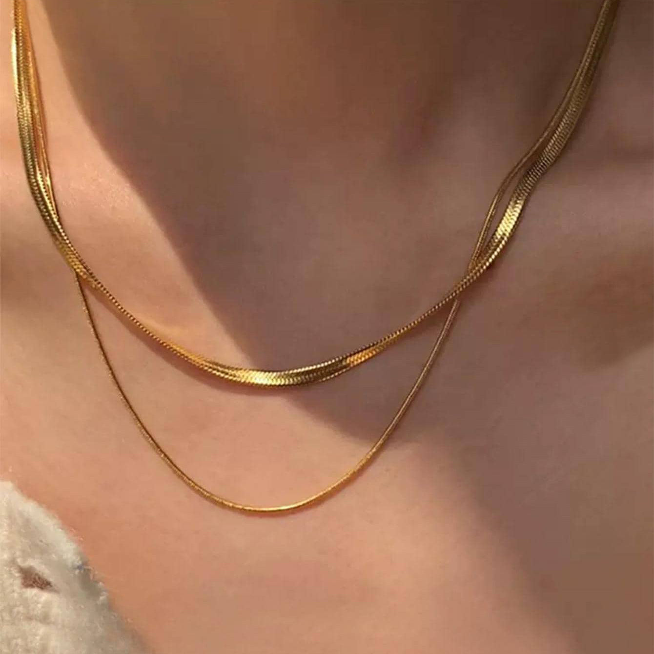 Double Layer Stackable Snake Chain Necklace