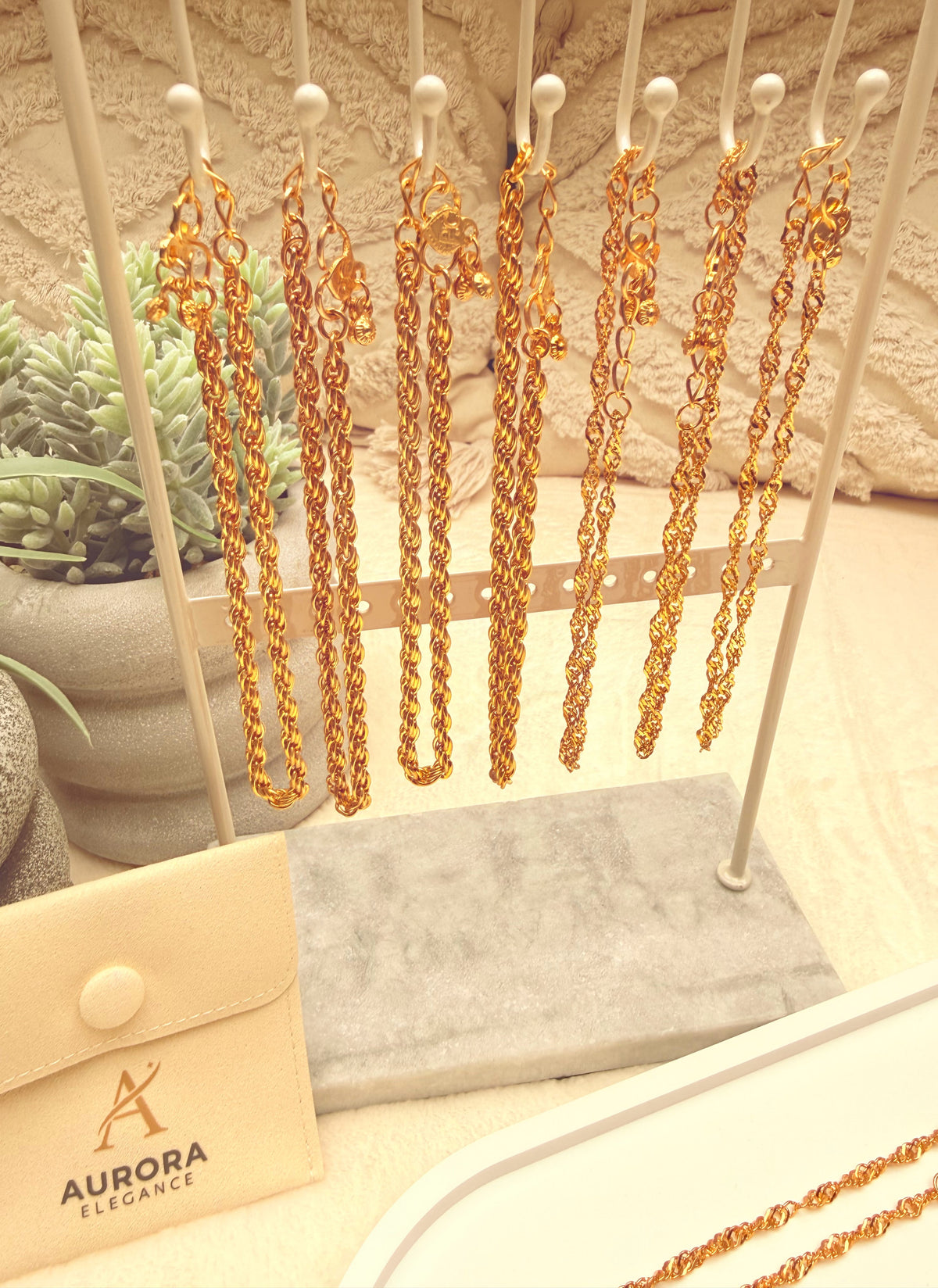 Anki Gold-Tone Chain Anklet | Bold Rope & Shimmering Twist Variants