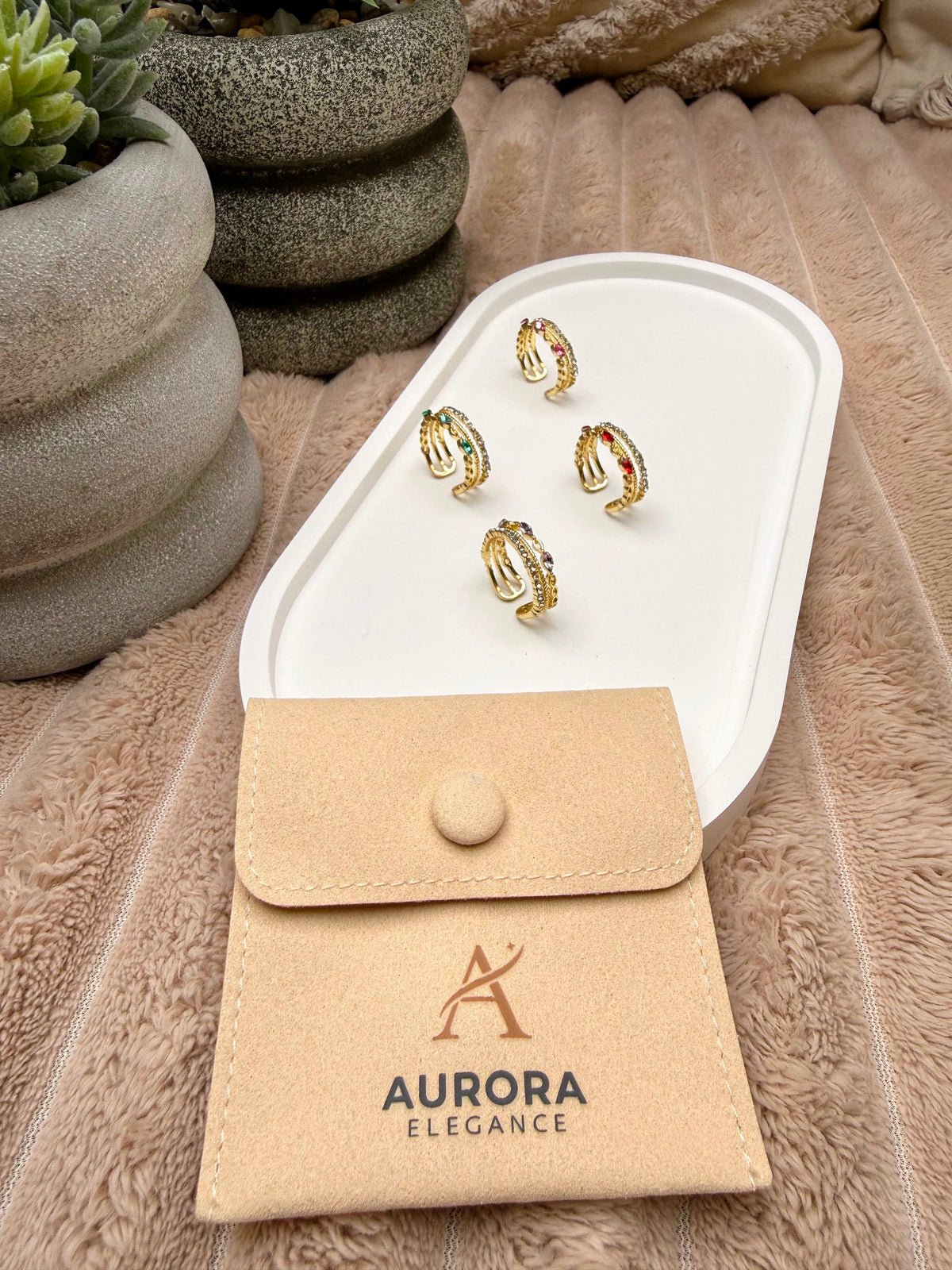 Aurelia Triple-Band Adjustable Ring | Gold Toned