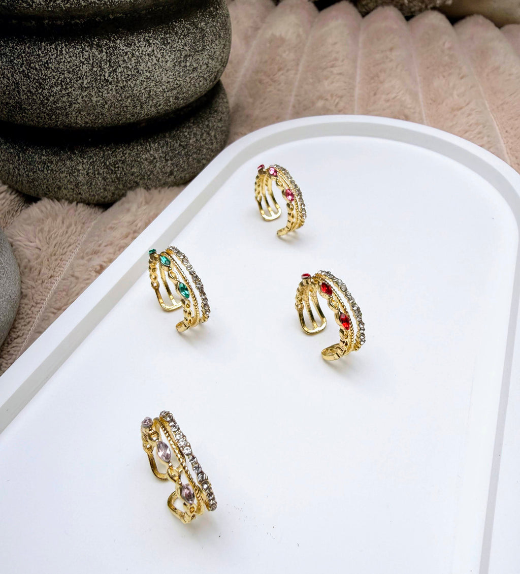 Aurelia Triple-Band Adjustable Ring | Gold Toned