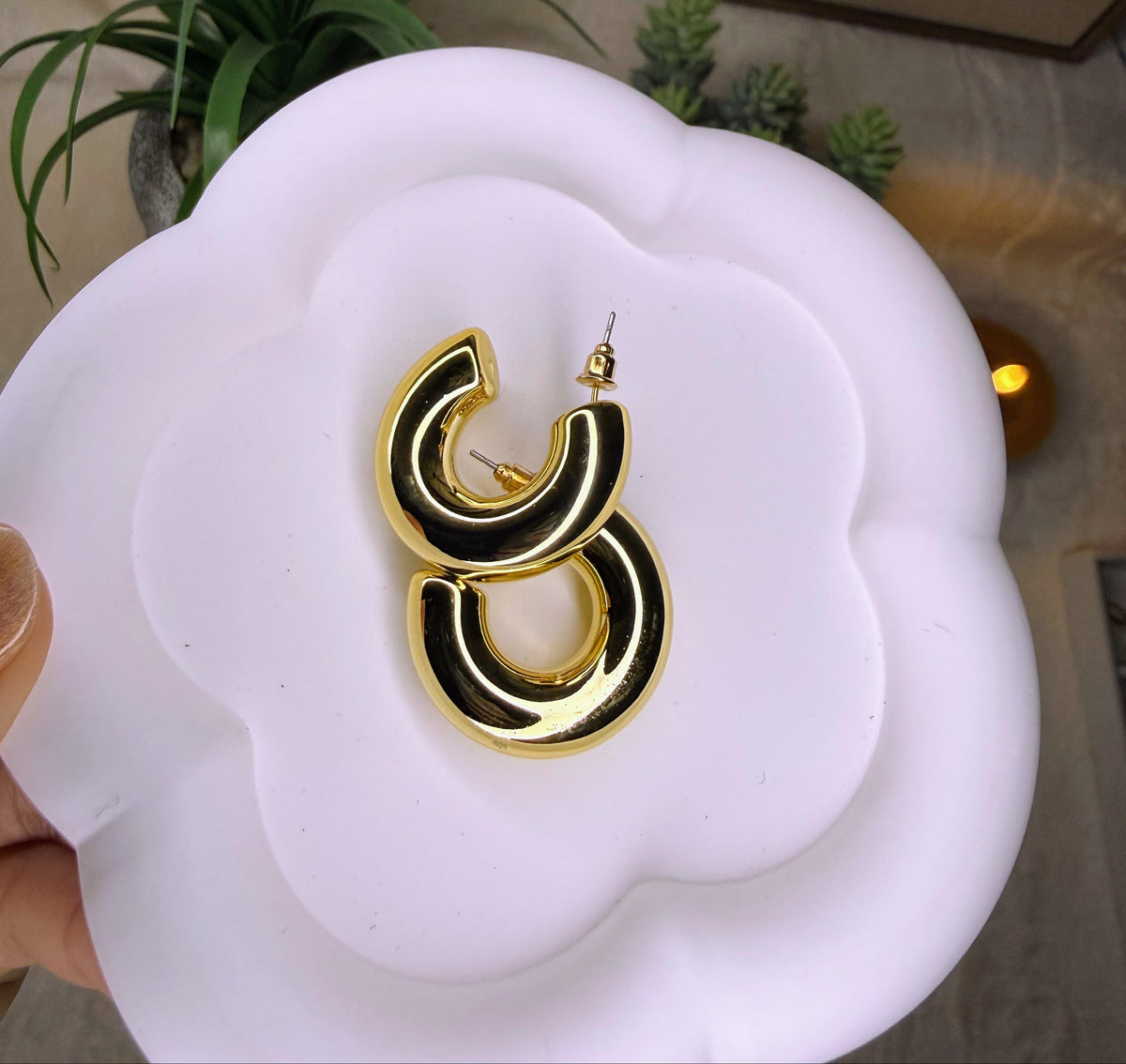 Bubble Hoops – Chunky Gold Statement Earrings for Women | Lightweight Ribbed, Textured, & Polished C-Hoops
