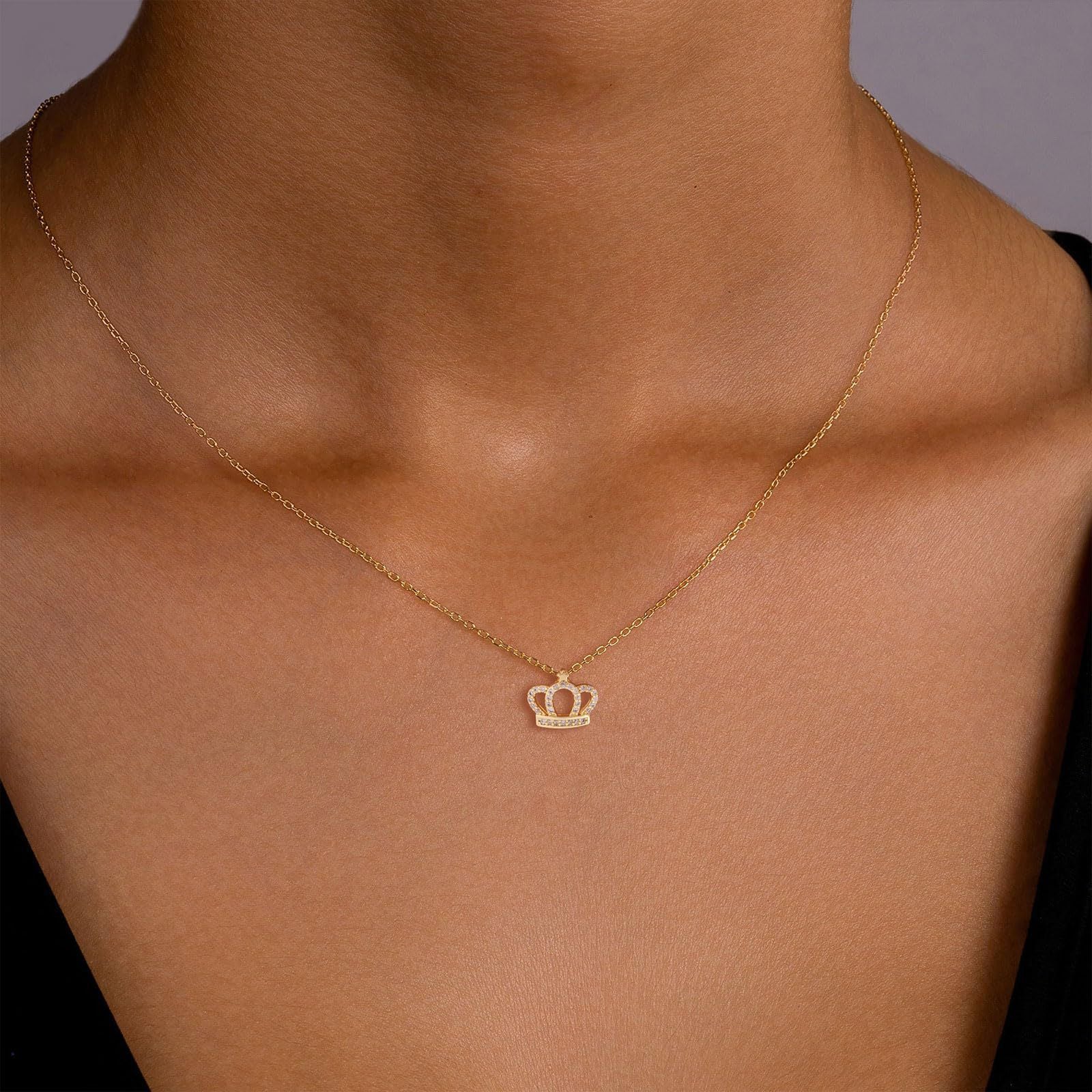 Zircon Crown Pendant Necklace
