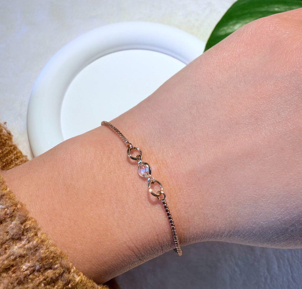 Dainty Gold-Tone Crystal Orbit Bracelet