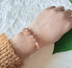 Floral Crystal Slider Bracelet in Rose Gold Tone